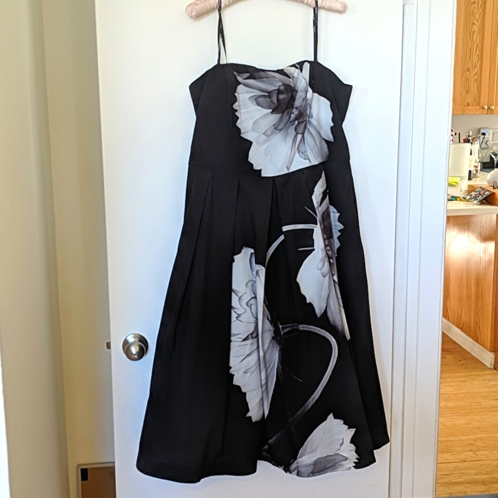 City Chic Strapless Black and White Dress